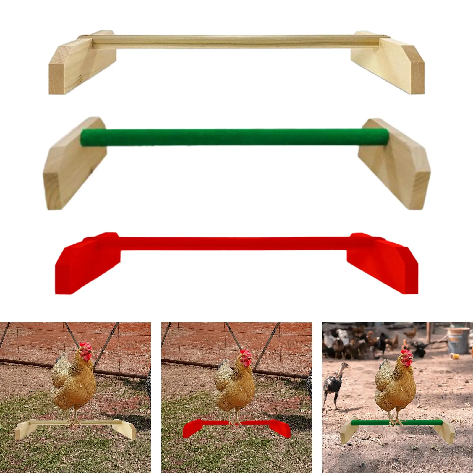 Polished Wood Bird Perch Stand for Chickens Ducks Parrots Training Toy Roosting Bar Platform for Coop Cage Aviary Garden