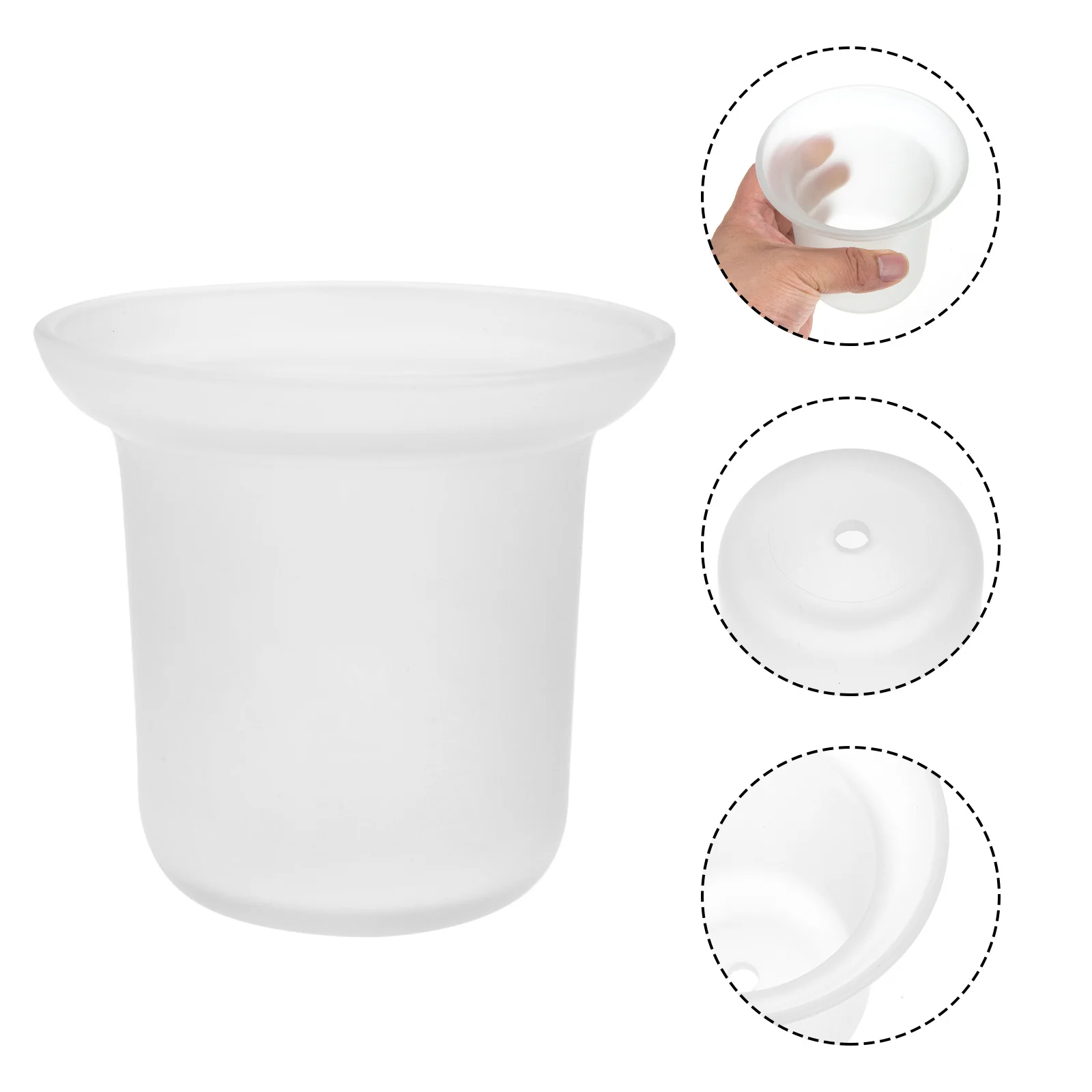 頑丈なトイレブラシカップ、高品質ガラスベース製、浴室用スクラバーブラシホルダー、トイレ掃除ツールホルダー