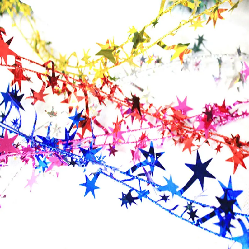 

Star Christmas Decoration Streamers Tinsel Garland Xmas Tree Birthday Wedding New Year Party Dector Ornament Colored Rattan 2pcs