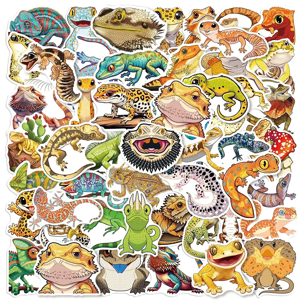 10/30/50pcs Cartoon Lizard Stickers Funny Reptile Animal Graffiti Decal Toy DIY Skateboard Phone Luggage Cool Waterproof Sticker