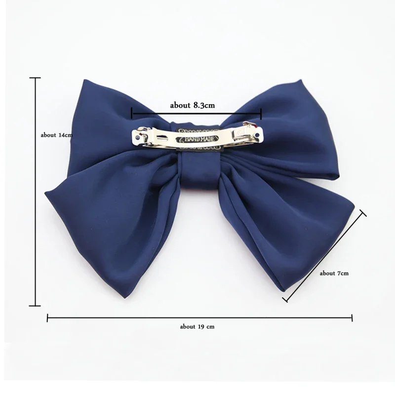 Fashion Solid Color Satin Ribbon Hairgrips Big Large Bow Hairpin For Women Girls Trendy Hair Clip Cute Barrette Hair Accessories