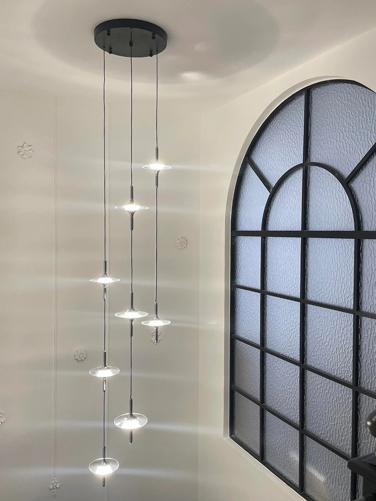 

Meteor Shower Decorative Crystal Lights High House Staircase Chandelier Bedside Droplight Sky Star LED Dining Room Hanging Lamps