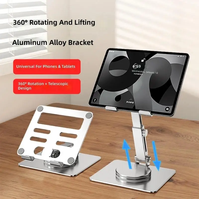 R53C Universal Foldable Phone Tablets Stand With Adjustable Height And 360 Swivels Base For Work And Study
