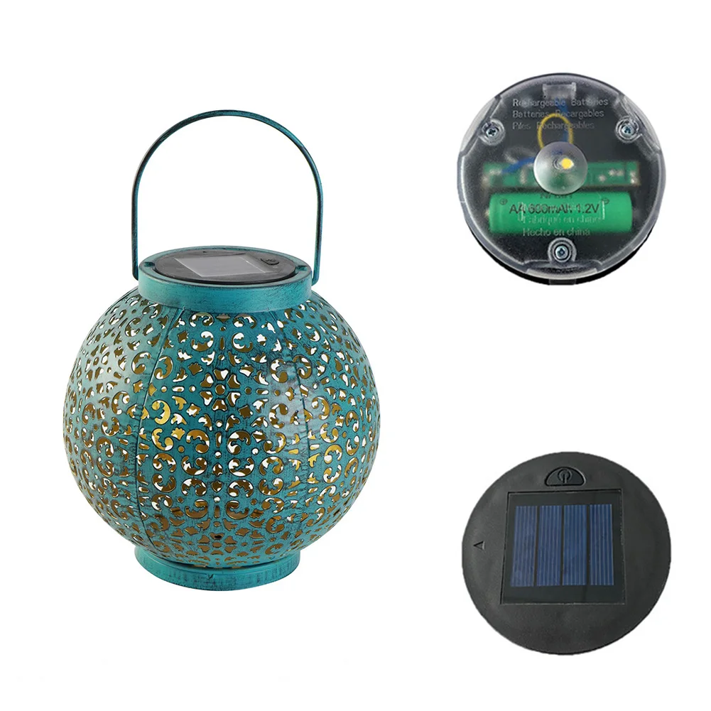 Outdoor Metal Lanterna Pendurada, impermeável LED Table Lamp, Solar Powered Jardim Luzes Decorativas, Quintal Pátio