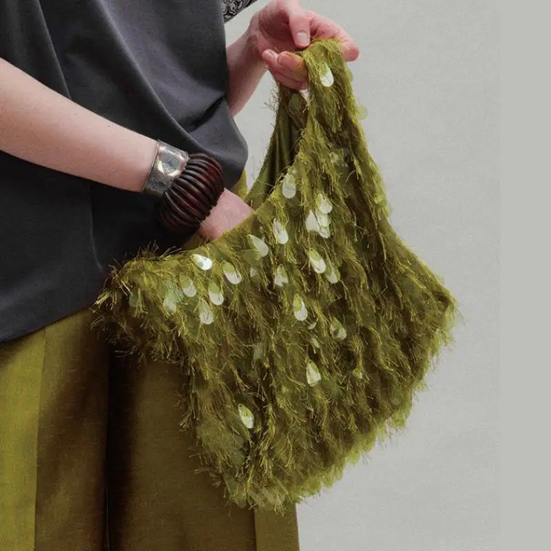 2026 Light Luxury Fashion Tassel Sequin Peacock Shaped Women's Bag With Personalized High-end Feel, Single Shoulder Bags Trendy - view 5