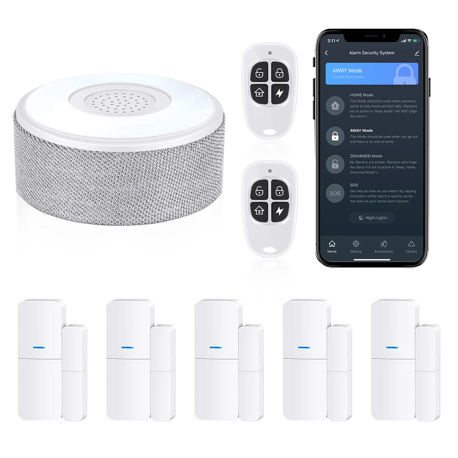 Portable Anti-theft Device Home Security Alarm Kit Smart APP 7-Inch Panel ABS Motion Remote Control
