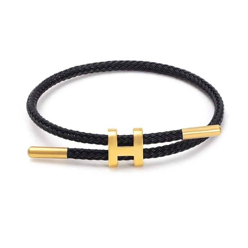 The multi-functional, fashionable and elegant H-buckle stainless steel rope women's bracelet is suitable for men's charming brac image 5