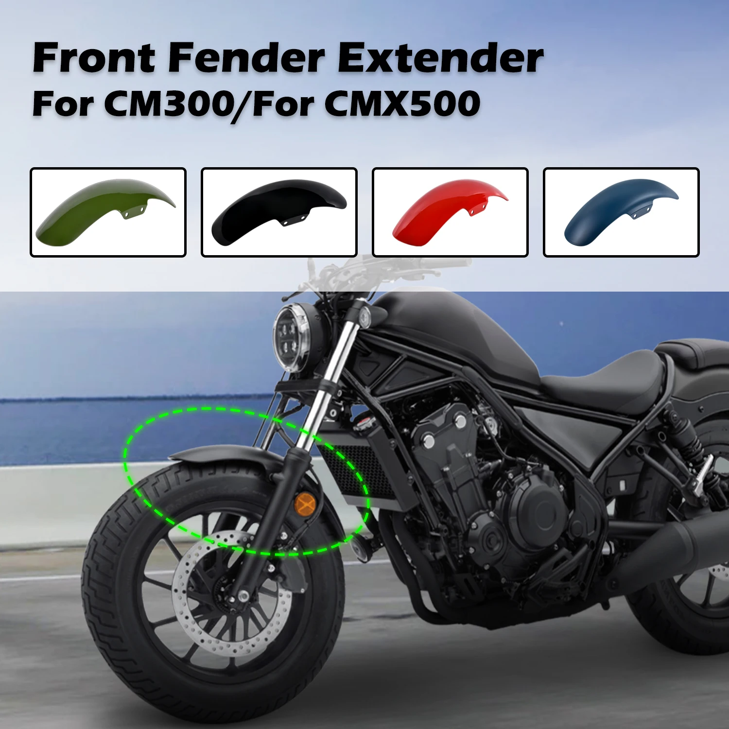 

For Honda CM/CMX 300/500 2017-2024 Front Mudguard Wheel Fender for CMX-500 Splash Guard Mud Guard Durable Mudguard Protector