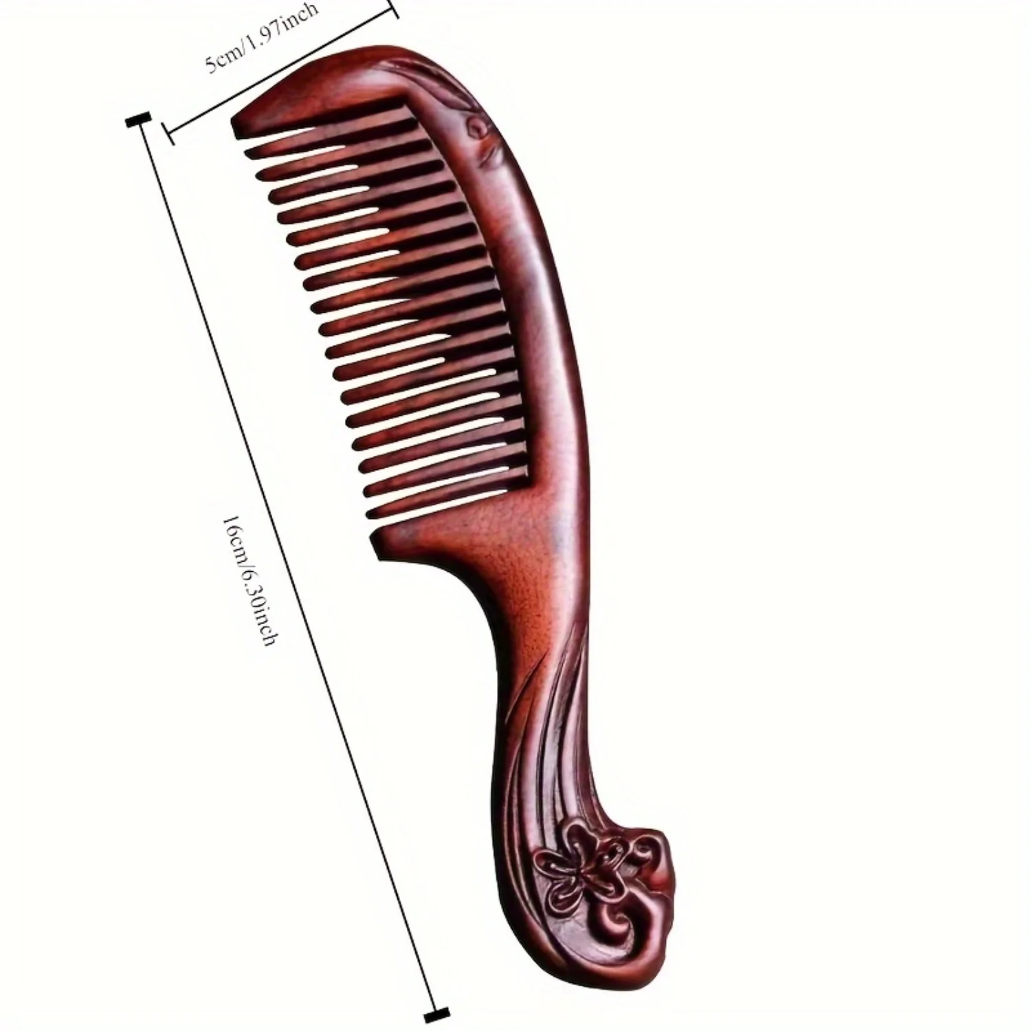 Rosewood Carved Comb, Traditional Style Wooden Craft, Antique Design Massage Hair Comb with Tassel, Ideal Gift for Holidays