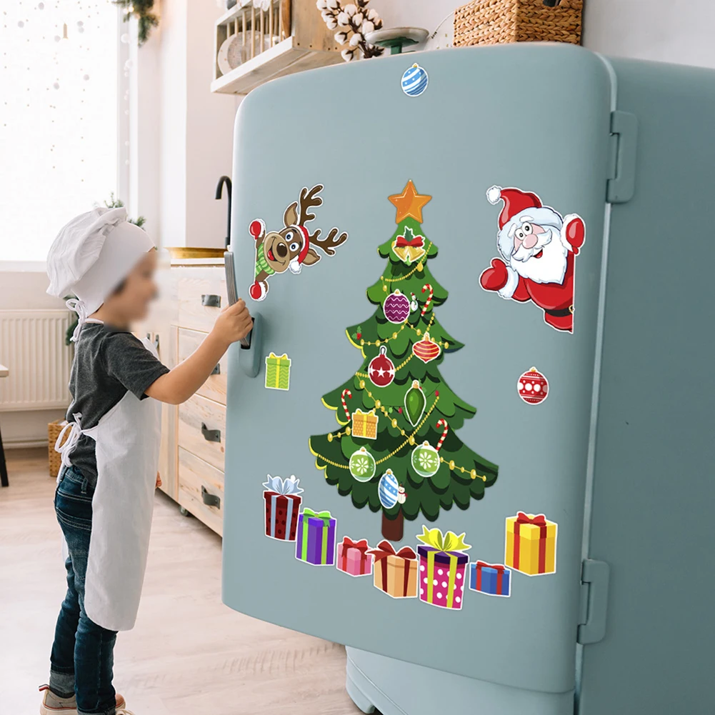 Christmas Holiday Magnetic Stickers for Metal Surfaces Including Fridge Door Mailbox and Car with Magnetic Backing
