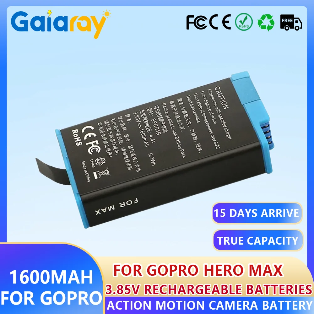 

1-5 шт. 1600 мАч литиевая аккумуляторная батарея для Go Pro MAX, аккумуляторы для Gopro Max 360, аккумуляторы для камеры движения, аксессуары