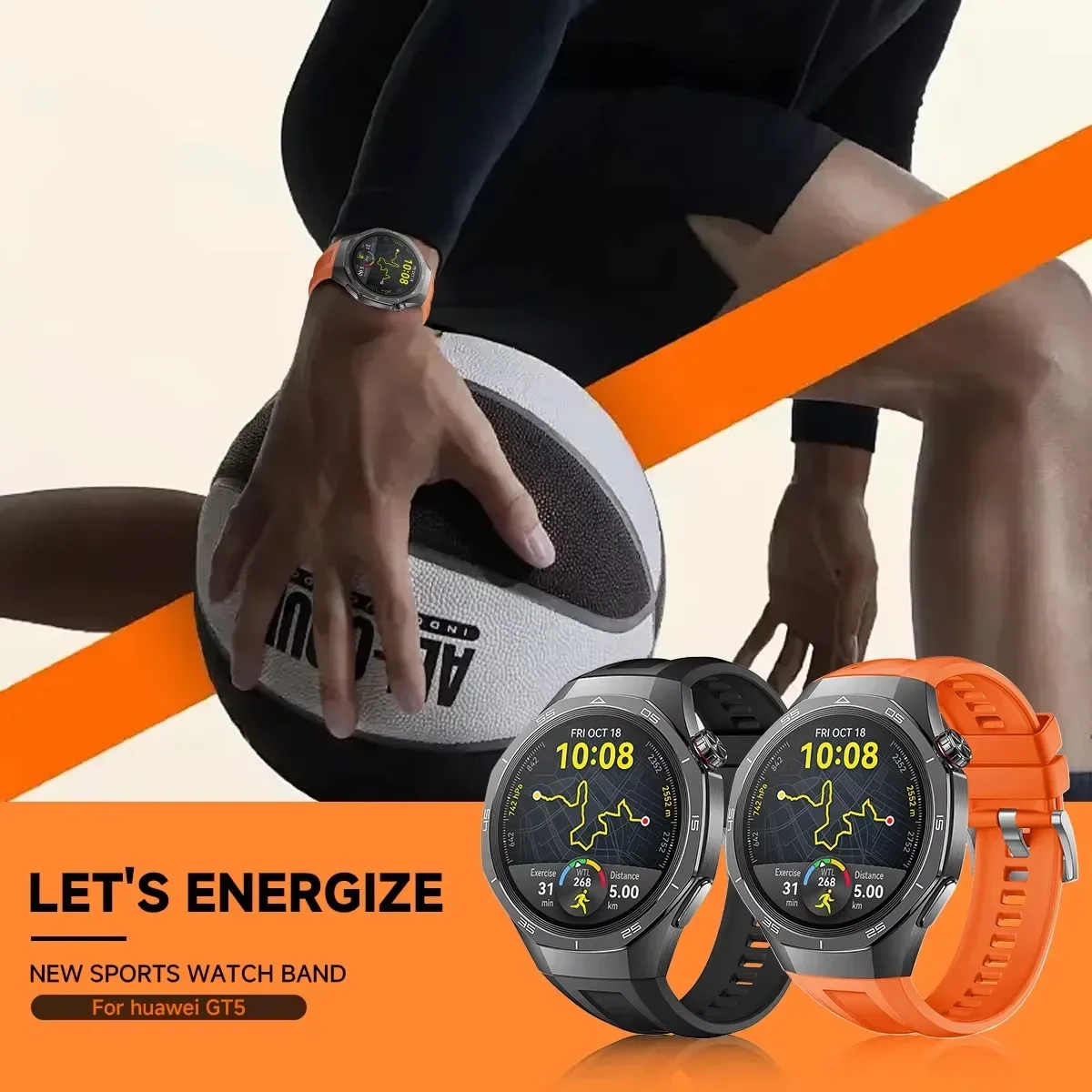 22mm Size Universal Silicone Pin Buckle Watch Strap for Huawei Watch GT 5 Pro 46mm 22mm Breathable Sport Strap image 6