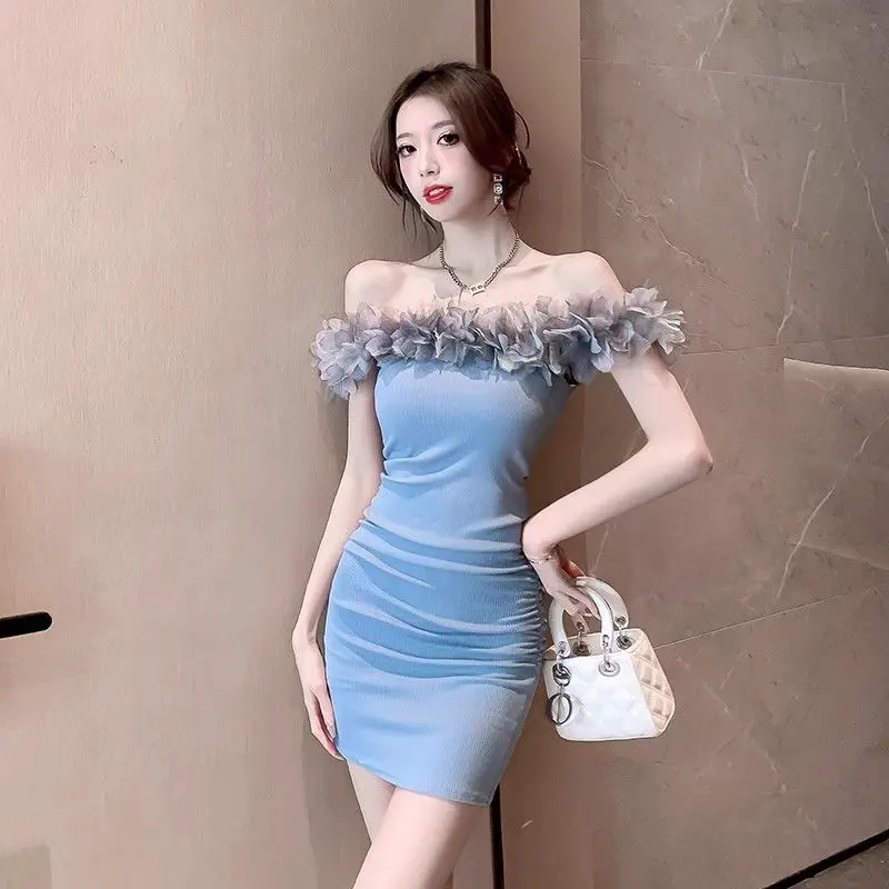 Sexy and Pure with a Charming and Elegant Style Off-the-shoulder Petal Hem Bodycon Dress Trendy Little Evening Gown