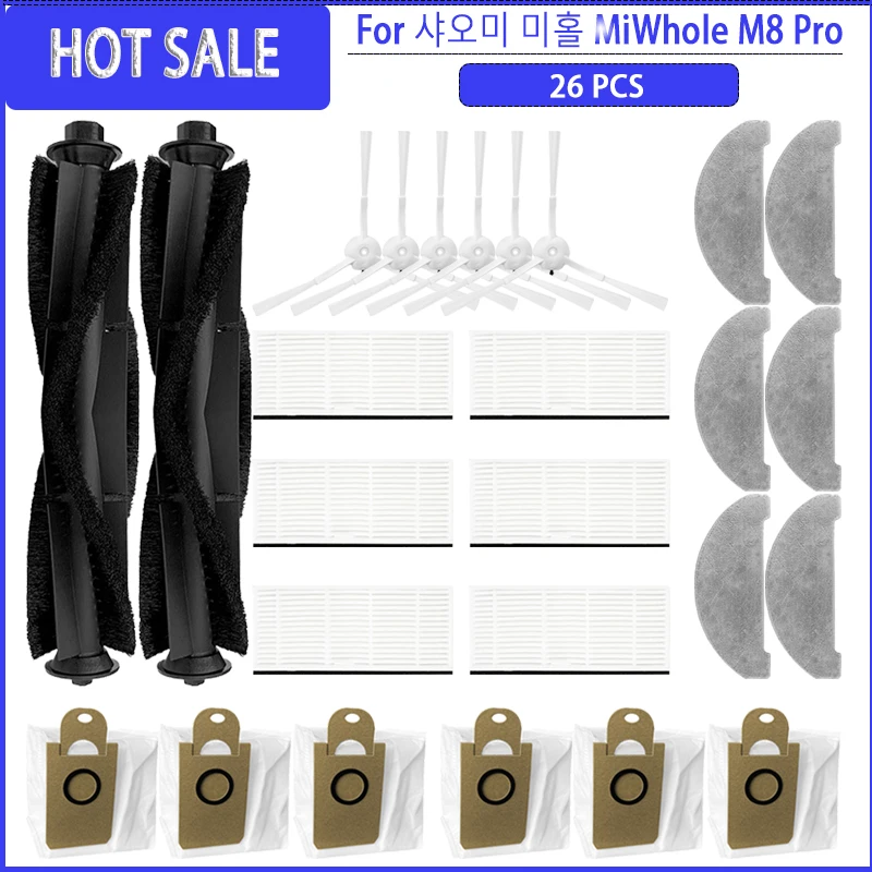 Hauptseitenbürste, HEPA-Filter, Mopptuch, Staubbeutel, für  Seng Estat Anderson MiWhole M8 Pro, Zubehör, Ersatz-Ersatzteile