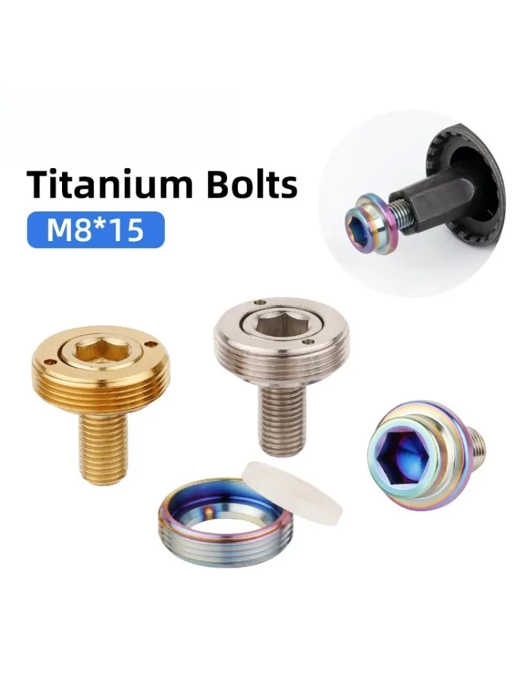 AliExpress NONE M8x15mm Square Taper Bottom Bracket Bolts Titanium Alloy CNC-machined BB Fixing Screws W/Cap Gasket MTB Road Bike Ti Parts
