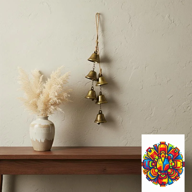 Vintage Brass Hanging Bells Easy to Install Rustic Retro Melodic Chime Wall Decor for Home Bedroom Living Room Porch