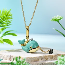 1Pc Fashion Cute Openable Blue Whale Pendant Necklace for Women Sweet Niche Party Jewelry Keychain Pendant Halloween Gifts
