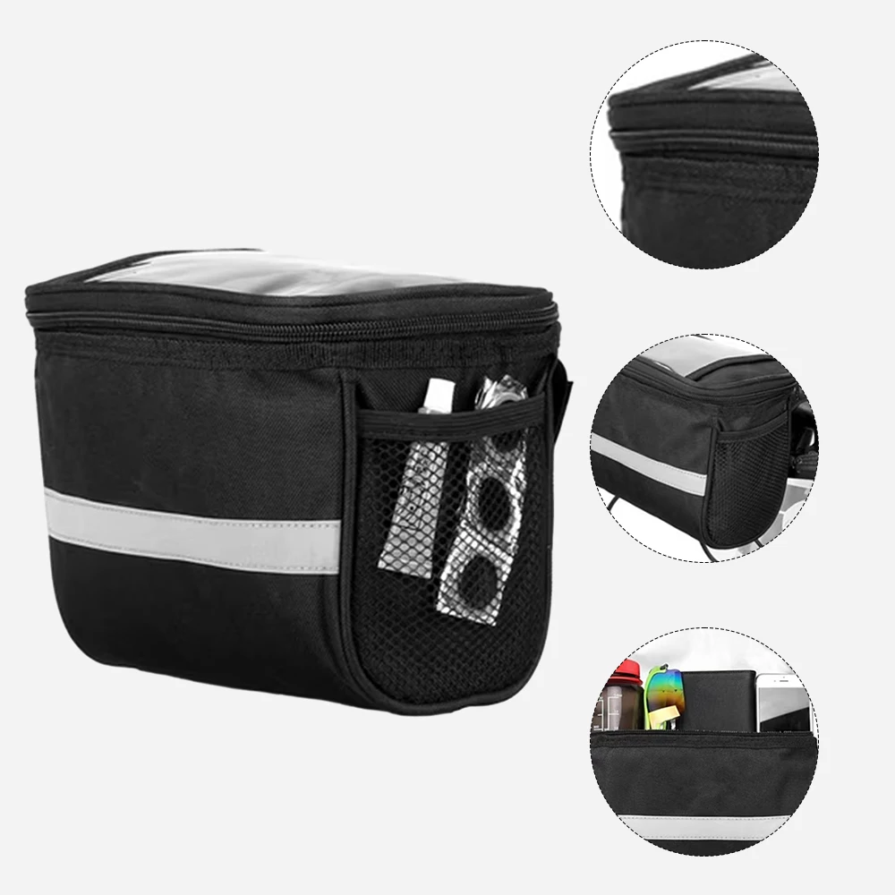 Fahrrad-Lenkertasche Multifunktional Große Kapazität Wasserdicht Outdoor-Radfahren Handyhalterung Taschen Reflektierender Streifen Reißverschlusstasche