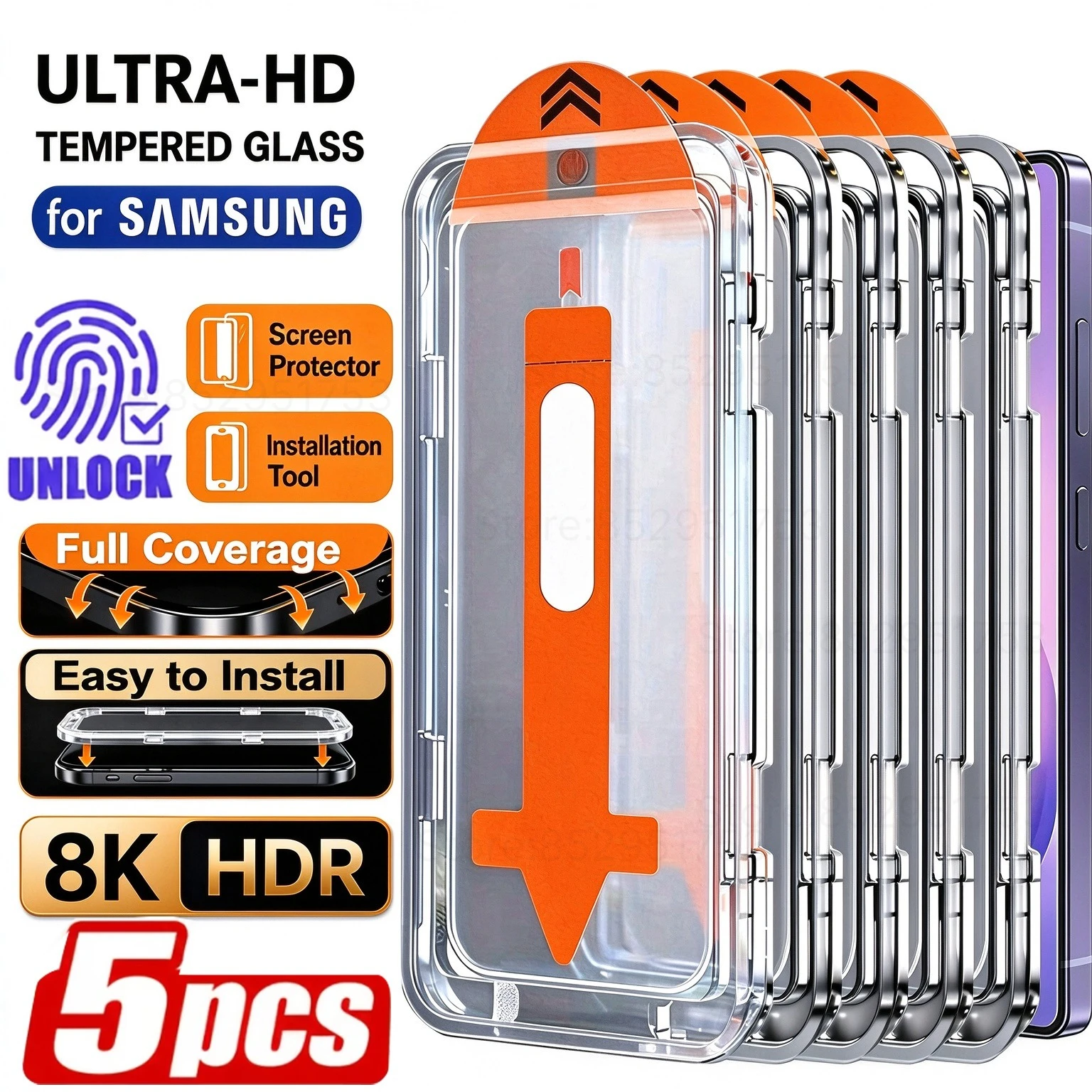 1-5Pcs Tempered Glass For Samsung S26 Ultra S25 S24 S23 S22 S21 S20 FE A57 A56 A36 A54 A53 A27 A55 A16 A26 A17 Screen Protector