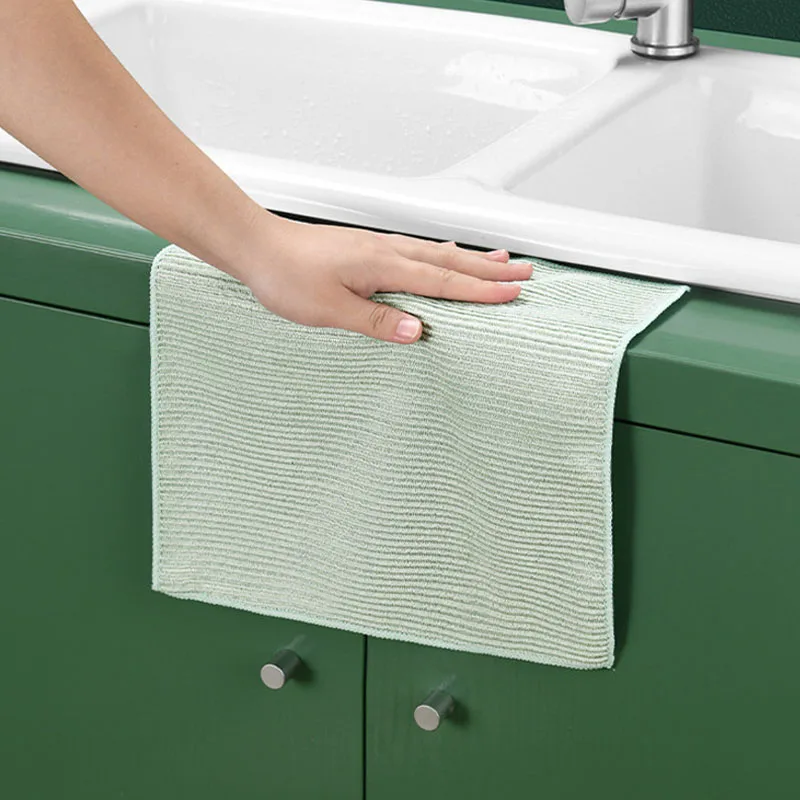 2PCS/SET Green Absorbent Wipes Kitchen Towels Dishcloth Rags Kitchen Accessories Cleaning Cloth Household Cleaning Tools 30x30cm