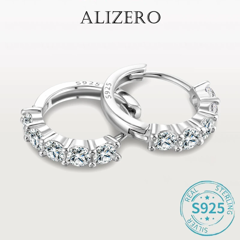 ALIZERO 1ct D Color Moissanite Hoop Earrings 925 Sterling Silver Passed Diamond Test Earrings For Women Wedding Fine Jewelry