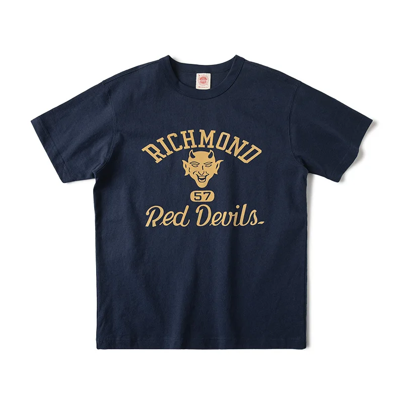 NON STOCK Red Devil Infantry Division flocking print short-sleeved T-shirt American retro soft cotton round neck TEE