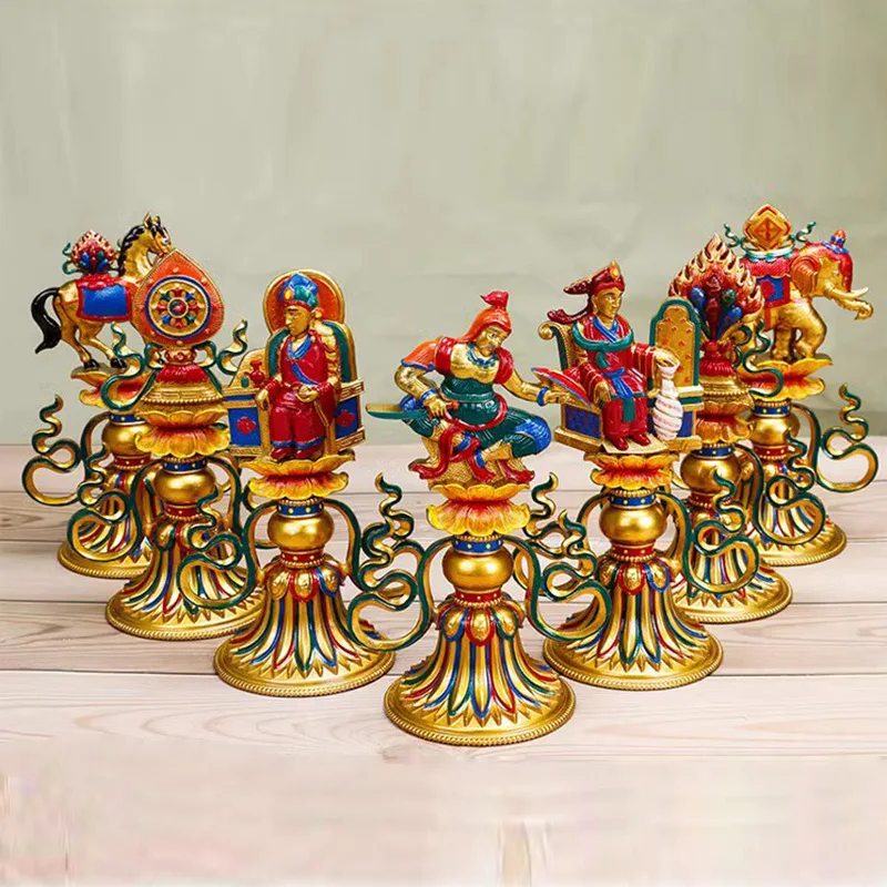 Tantra offering copper painting seven treasures offering ornaments seven treasures