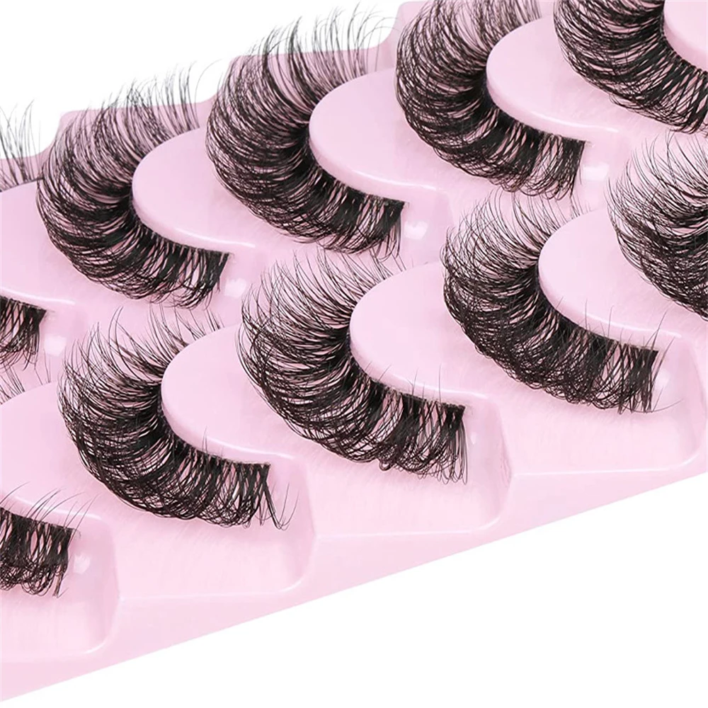 10 Pairs False Eyelashes 6D Super Fluffy Wispy Faux Mink Eyelashes Cat Eye Effect Dramatic Lashes Eyelash Extension Makeup