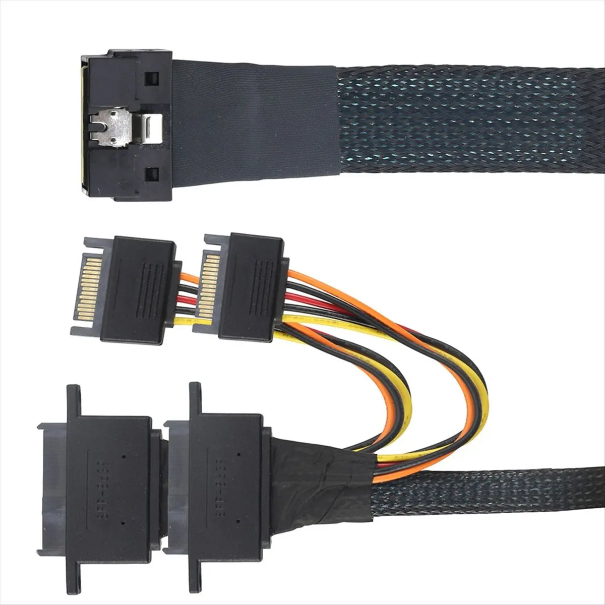 PCI-E Slimline LP Low Profile SFF-8654 8I 74P to 2X SFF-8639 U.2 U2 15P Power NVME for SSD Cable 1M