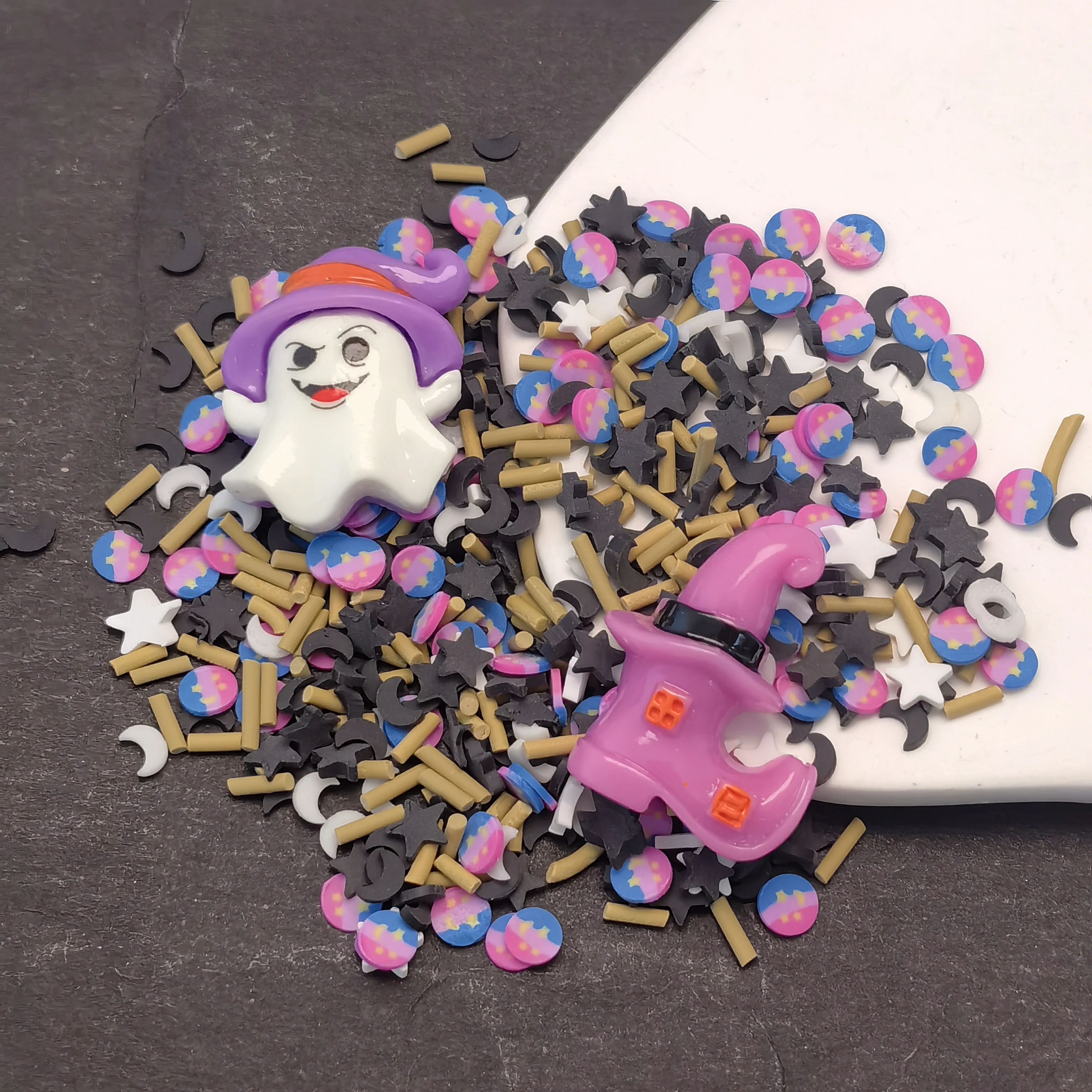 Mixed Halloween Slices Polymer Clay Sky Moon Star Sprinkles for Slime Filling Accessories DIY Nail Art Decoration Crafts Making
