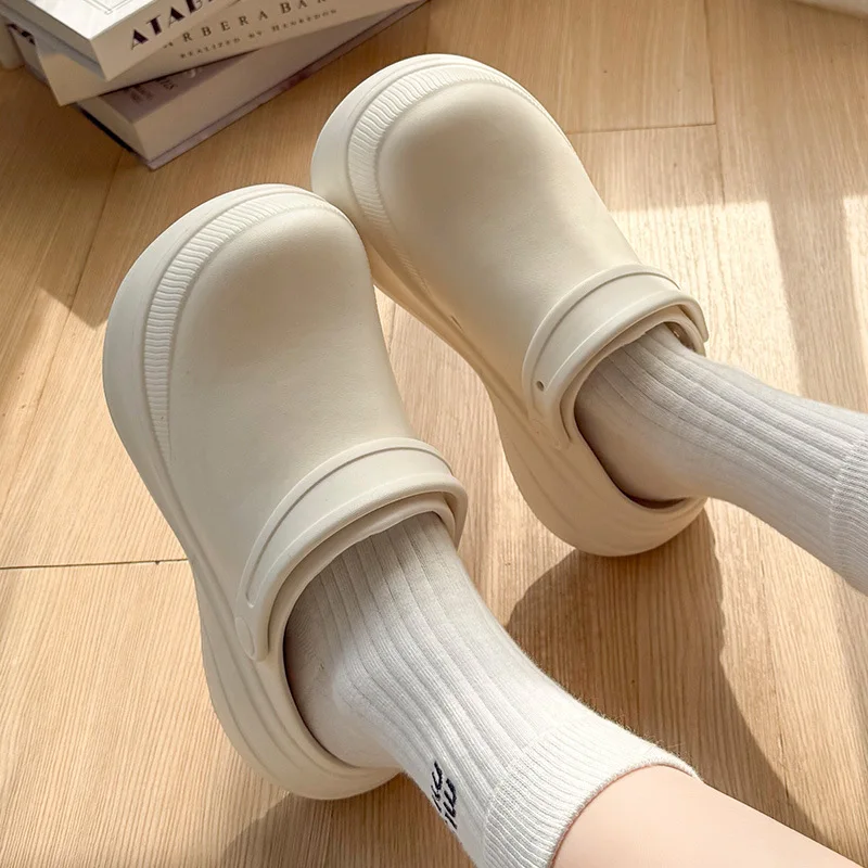 

Женские летние шлепанцы на толстой подошве 6 см, нескользящие, увеличивающие рост, новые, высококачественные, пляжные, с отверстиями, садовые сабо и мюли