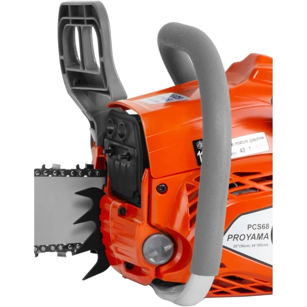 Motosierra inalámbrica de mano de gasolina para cortar madera de árbol, motosierra de 2 ciclos, mango superior, 24 pulgadas, 20 pulgadas, 68CC