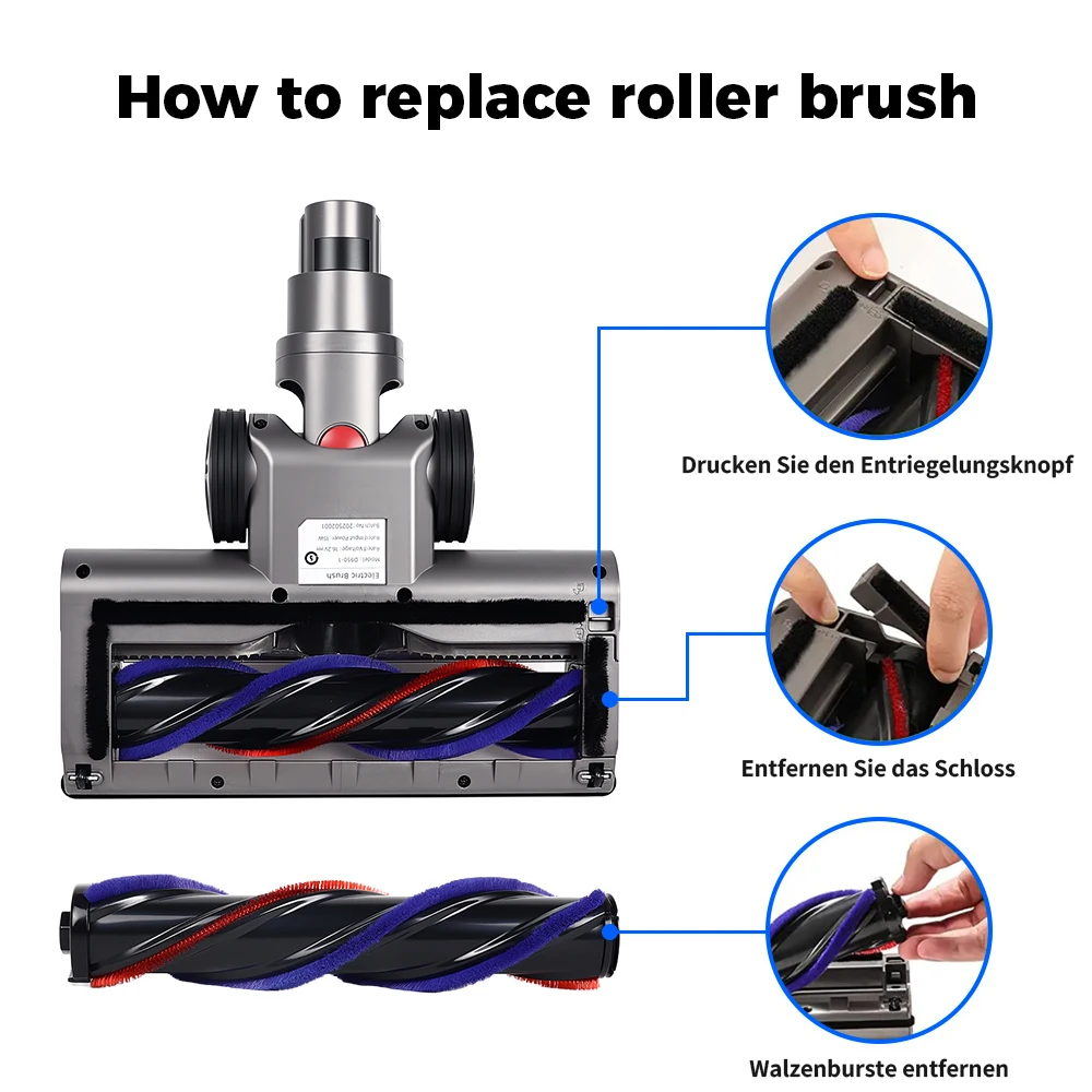 For Dyson V6 V7 V8 V10 V11 V12 V15 Vacuum Cleaner Accessories Soft Roller Brush Washable Filter Roller Brush Head Replacement image 4