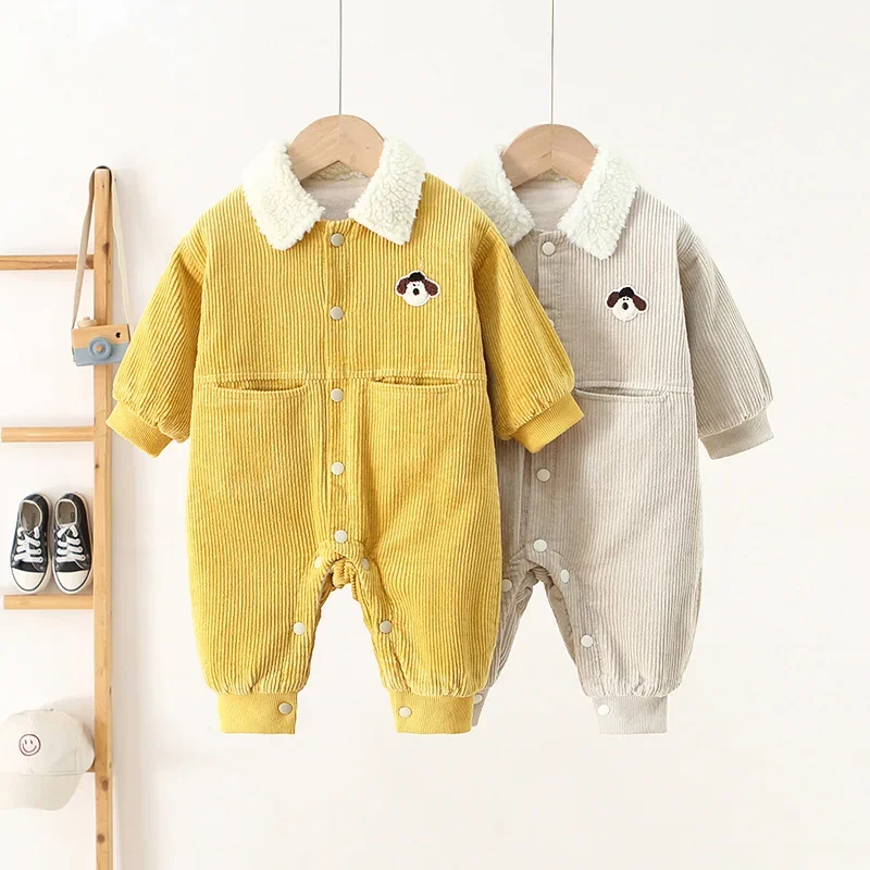 طفل سروال قصير رومبير الشتاء أفخم اصطف الكورية نمط التلبيب نيسيي الكرتون التطريز ل 0-3 Y الرضع نزهة بذلة دافئة