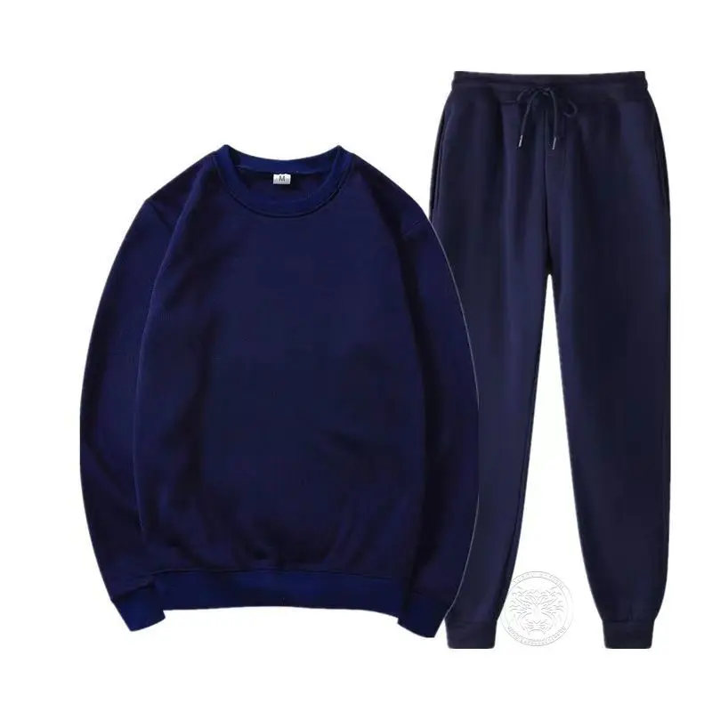 Autumn and Winter Sports Suits for Men and Women Hoodless Sweatshirts Sweatpants Two-piece Set Fleece Casual Sportswear S-3XL