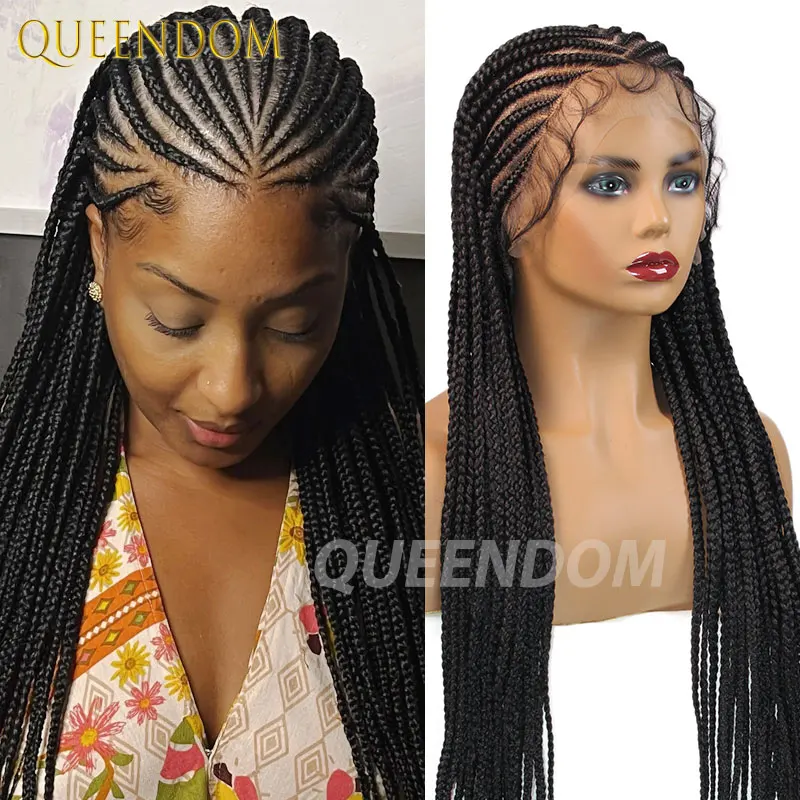 

Synthetic Braided Wigs Full Lace Cornrow Braided Wigs For American Black Women 36" Box Jumbo Braided Wigs Tribal Braids Wigs