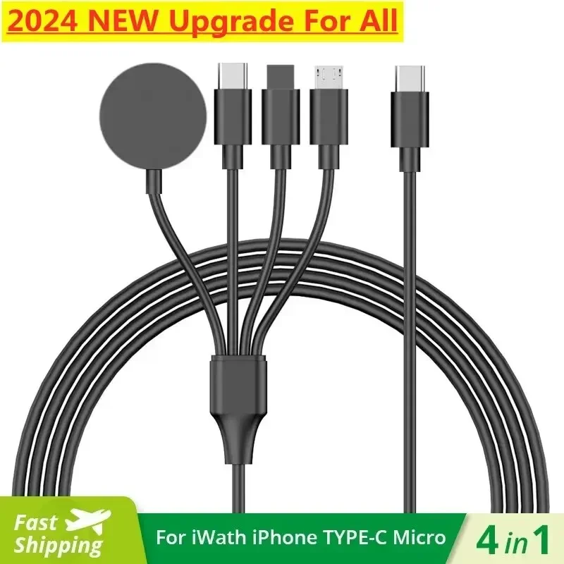 4 in 1 USB Type C PD Charging Cable for IPhone/Android Fast Watch Magnetic Wireless Charger for Apple Watch IWatch 1-9 Ultra SE