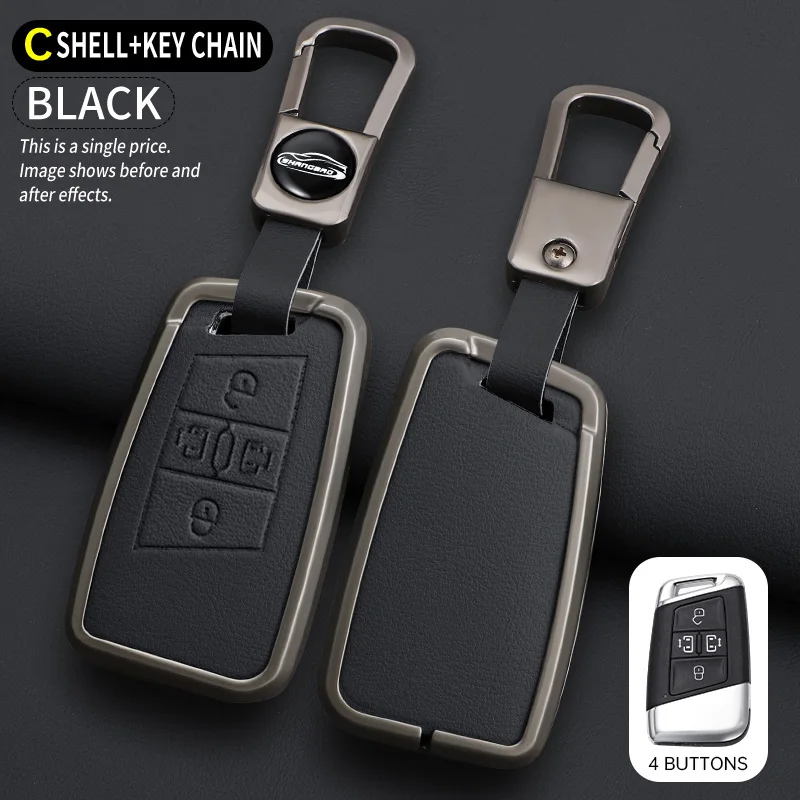 

Car Zinc Alloy Leather Key Cases Holder Cover Chain For VW Passat B8 CC Magotan For SKoda A7 Octavia Superb Fob Remote Control