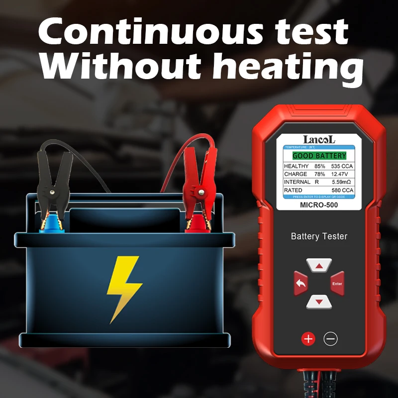 Lancol Micro 500 12V Car Battery Tester 40-3000 CCA Lithium Lead Acid Analyzer LCD Display QR Code 8 Languages