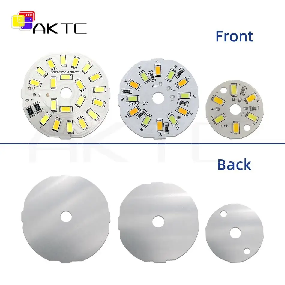 10 Pcs/lot 5V LED Dual Color Round Light Panel 3W/6W/10W Dimming SMD5730 Lamp Bead Board Light Source Diameter 31mm/46mm/50mm