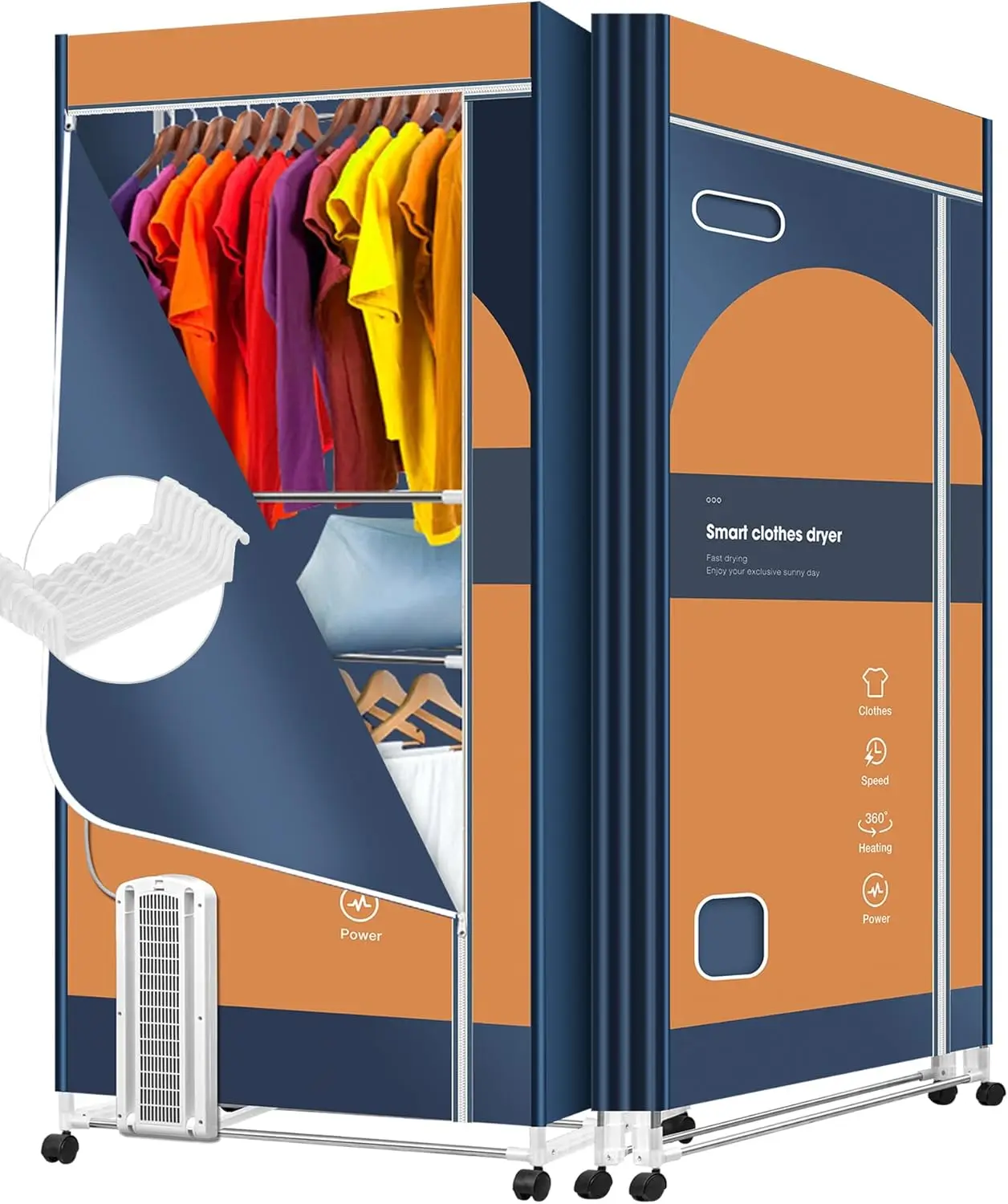 휴대용 110V 1600W 의류 건조기, 아파트, 실내, 여행, RV용 67' 3단 접이식 건조대