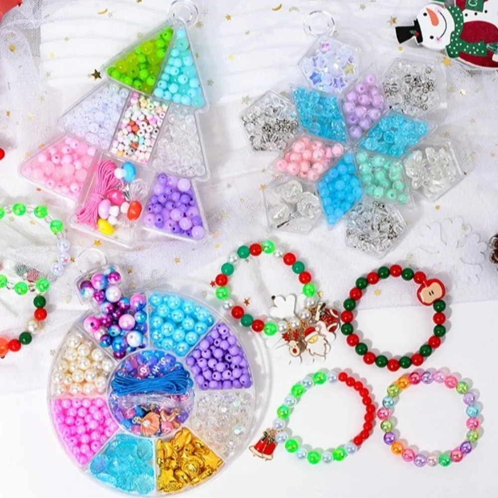 Multi-Color Christmas Beading DIY Kit Complete Supplies Entry-level Bracelet Necklace Making Handmade Snowflake Shaped