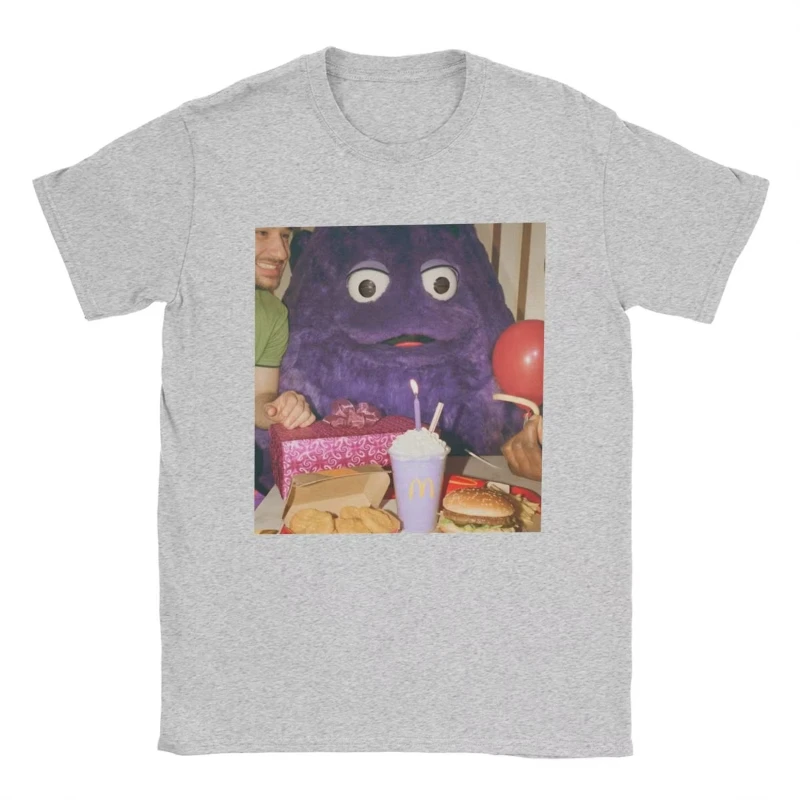 Creepiest Grimace Birthday Men's T Shirt Casual Tees Short Sleeve Round Neck T-Shirt Pure Cotton Printing Tops