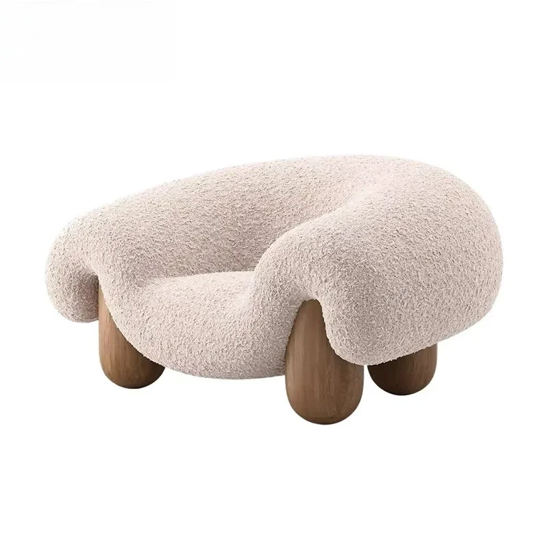 Italian simple living room curved sofa chair creative solid wood lounge classic fabric home sofa