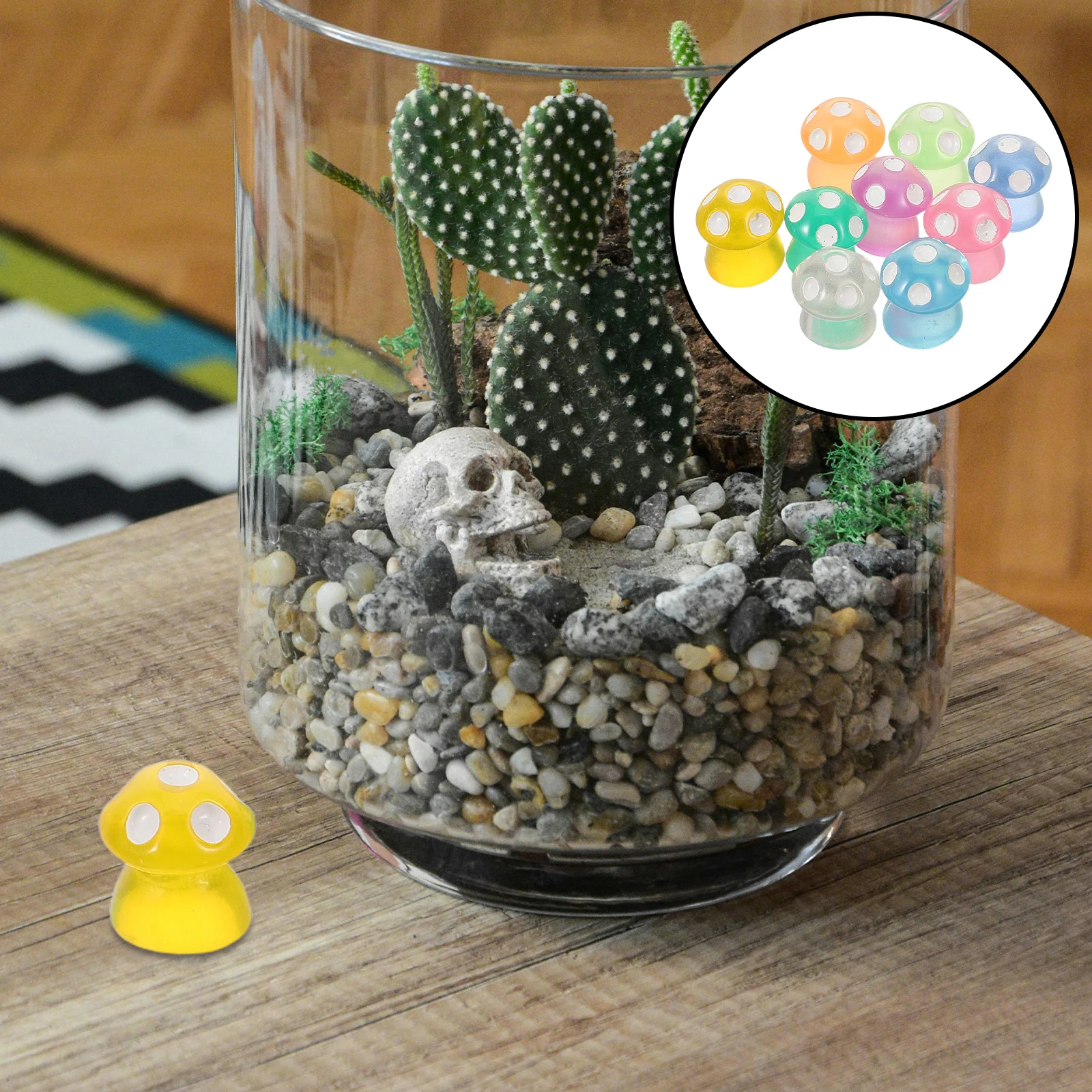 

100Pcs Mini Mushroom Accessories Resin Glow in The Dark Fairy Garden Home Decor Tiny Mushroom Ornaments for DIY Crafts Cake