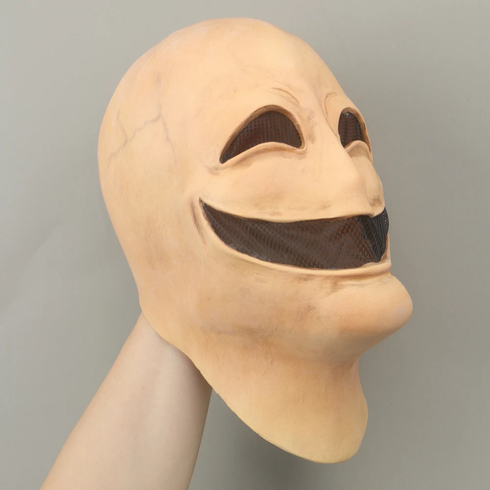 Horror Smile No Face Man Latex Mascara Head Cover travestimento Cosplay spaventoso Alien casco Halloween Costume maschera senza volto per gli uomini