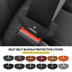 Car Seat Belt Base Buckle Protector Cover Accessories For Skoda Octavia 2 3 Rapid Kodiaq Karoq Fabia Kamiq Superb