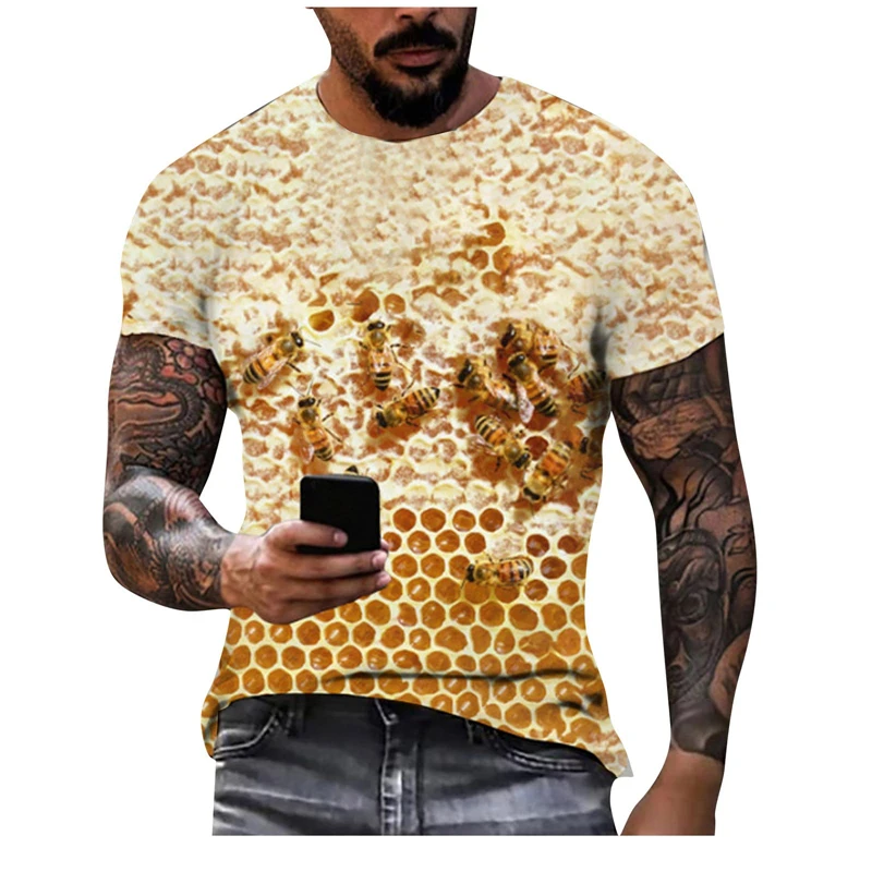 New Fashion Honey Bee 3D Print Funny T Shirts Men\'s And Women\'s Clothing Summer Short Sleeve T-Shirt Unisex Streetwear Tops Tees