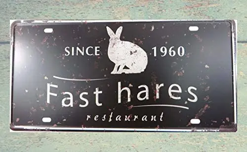 Metal Sign 8 x 12inch - Garden Outdoor Metal Fast Hares tin Sign Vintage car Metal Sign