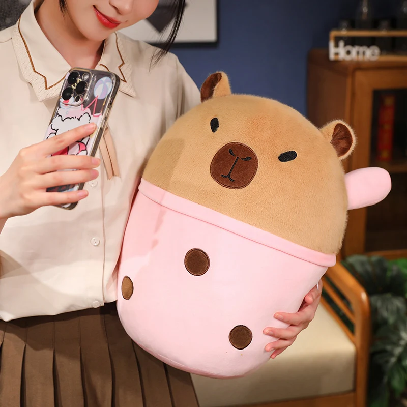 Juguetes de peluche de taza de té de leche Capybara creativos, animales de peluche de dibujos animados, muñeca de apaciguar al bebé para niñas, regalo de cumpleaños, decoración de la habitación